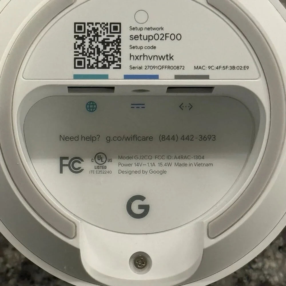Google WIFI Access Point Router GJ2CQ WIFI Google Mesh w/ Power Cord‎